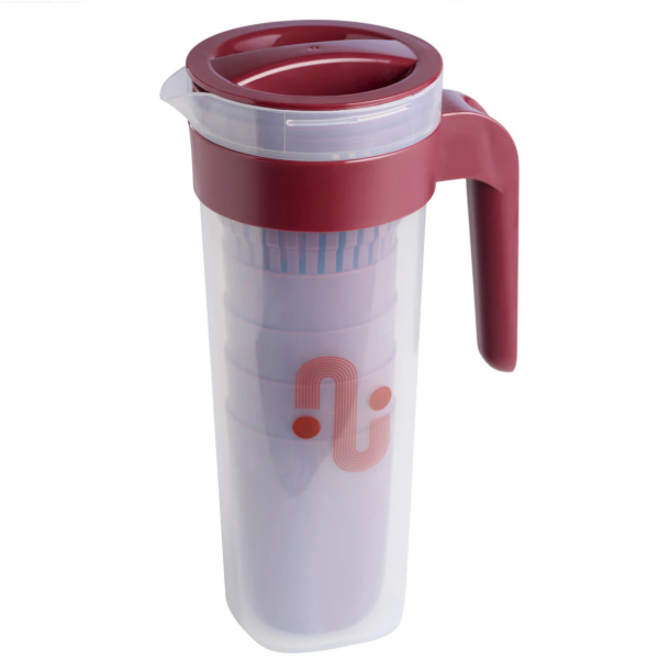 Kande - 1,2 L m. 4 Drikkeglas - St�vet Rosa